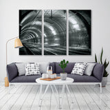 Subway Tunnel Black White Canvas Print SKU 10441