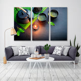 Tea Ceremrnia with Green Tea Leaves Canvas Print SKU 10939