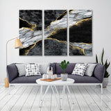 Black Gray Gold Veined Marble Canvas Print SKU 10815