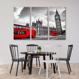 London Red in Black and White Canvas Print SKU 10513