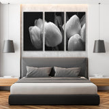 Bouquet of White Tulips Black and White Canvas Print SKU 10466