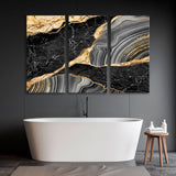 Black Marble and Gold Veined Agate Canvas Print SKU 10816