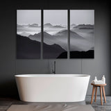 Mountains in the Mist Black and White Canvas Print SKU 10489