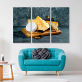 Assortment of Cheese on Wooden Board Canvas Print SKU 10741