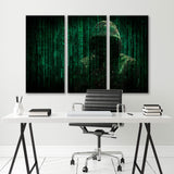 Hacker in the Code Background Canvas Print SKU 10584