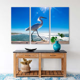 Snowy Heron in the Sky Background Canvas Print SKU 10851