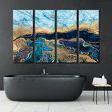 Blue Marble with Gold Canvas Print SKU 10813