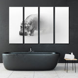 Hippo Black and White Canvas Print SKU 10276