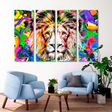 Lion Head on Colored Background Canvas Print SKU 10306