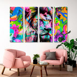 Lion Head Colorful Paint Graffiti Canvas Print SKU 10309