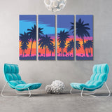 Evening Beach with Palm Trees Canvas Print SKU 10678