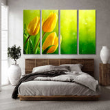 Yellow Tulips on Green Background Canvas Print SKU 10329