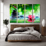 Spa Stones and Water Lily with Fountain Canvas Print SKU 10937