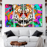 Tiger Head with Colorful Elements Canvas Print SKU 10307