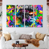 Colorful Gorilla Punk Wearing Glasses Canvas Print SKU 10319