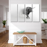 Bull Black and White Canvas Print SKU 10278