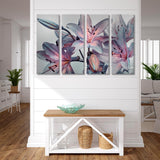 Delicate Lilies on a Gray Background Canvas Print SKU 10353