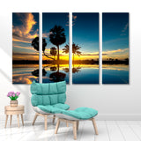 Palm Tree Silhouette at Sunset Canvas Print SKU 10773