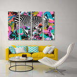 Zebra on Colorful Background Canvas Print SKU 10304