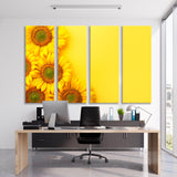 Sunflowers on a Yellow Background Canvas Print SKU 10337