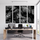 Tropical Leaves Black and White Canvas Print SKU 10176