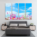 Pink Flowers in Blue Sky Canvas Print SKU 10878