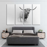 Scottish Cow White and Black Canvas Print SKU 10311