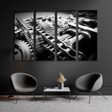 Engine Gear Mechanism BW Canvas Print SKU 10558