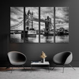 Tower Bridge in London Black and White Canvas Print SKU 10390