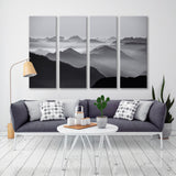 Mountains in the Mist Black and White Canvas Print SKU 10489