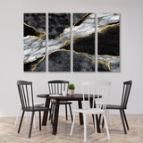 Black Gray Gold Veined Marble Canvas Print SKU 10815