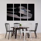 Knife Spoon Fork on Black Glass Canvas Print SKU 10875