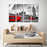 London Red in Black and White Canvas Print SKU 10513