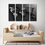 World Map from Dark Metal 3D Canvas Print SKU 10546