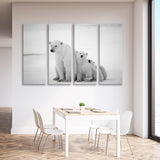 Polar Bear with Cubs Black and White Canvas Print SKU 10370