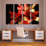 Red Lilies with Golden Tones Canvas Print SKU 10879