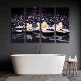 Spa Still Life of Frangipani and Black Stones Canvas Print SKU 10938