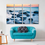 Sea with Stones at Sunset Canvas Print SKU 10620