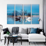 Black and White Swans on the Lake Canvas Print SKU 10779