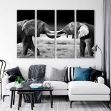 Two Elephants Black and White Canvas Print SKU 10638