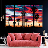 Beautiful Sunset with Palm Trees Canvas Print SKU 10665