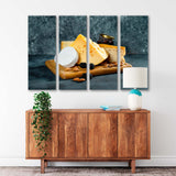 Assortment of Cheese on Wooden Board Canvas Print SKU 10741