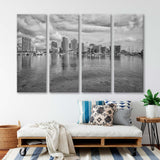 Honolulu Hotels Waikiki Black White Canvas Print SKU 10610