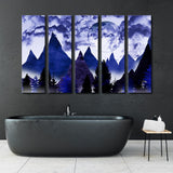 Abstract Mountains at Full Moon Canvas Print SKU 10324