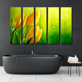 Yellow Tulips on Green Background Canvas Print SKU 10329