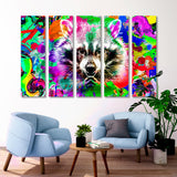 Raccoon with Graffiti Elements Canvas Print SKU 10315