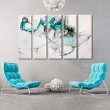 Turquoise and Gold Abstract Canvas Print SKU 10199