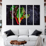 Chard Leaves on Black Background Canvas Print SKU 10497