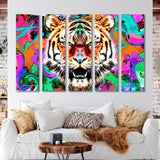 Tiger Head with Colorful Elements Canvas Print SKU 10307