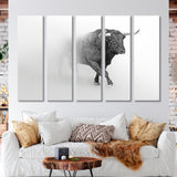 Bull Black and White Canvas Print SKU 10278